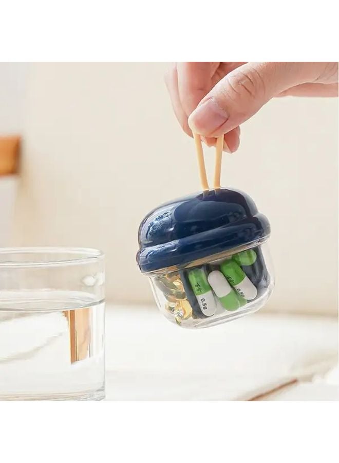 White Portable Pill Organizer With 4 Compartments Transparent Medicine Storage Box For Travel - Image 3